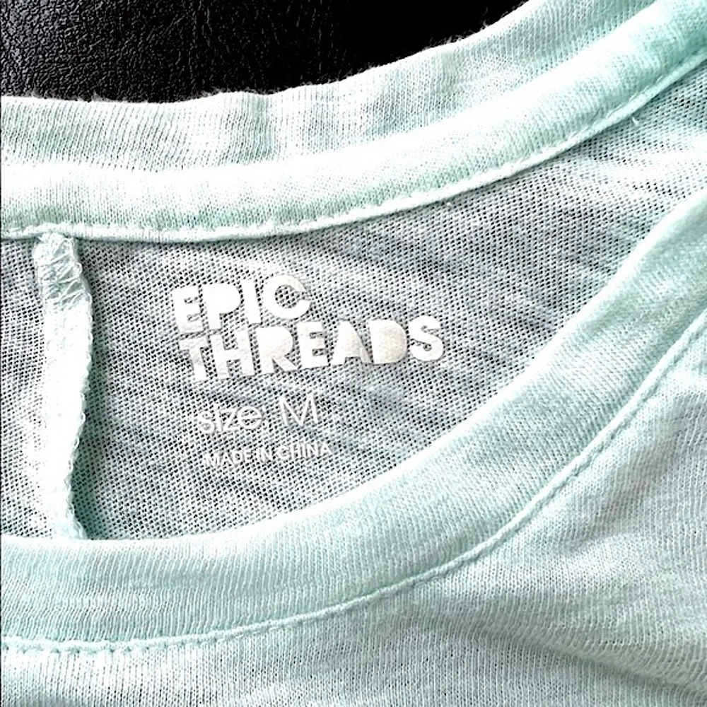 EPIC THREADS Girls Mint Green Tunic Tee Peace Love Milkshakes Long Sleeve Top M